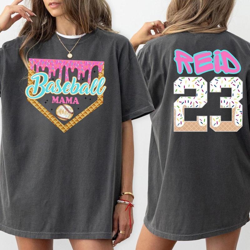 Personalized Baseball Drip Mama Shirt, custom baseball , baseball sweatshirt, Team Mom T Shirt, ice cream drip tee,...