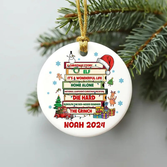 Personalized Christmas Movie Ornament, Christmas Movie Lovers Gift, Movies Fan Gift, Secret Santa Gift, Favorite Movie Ornament