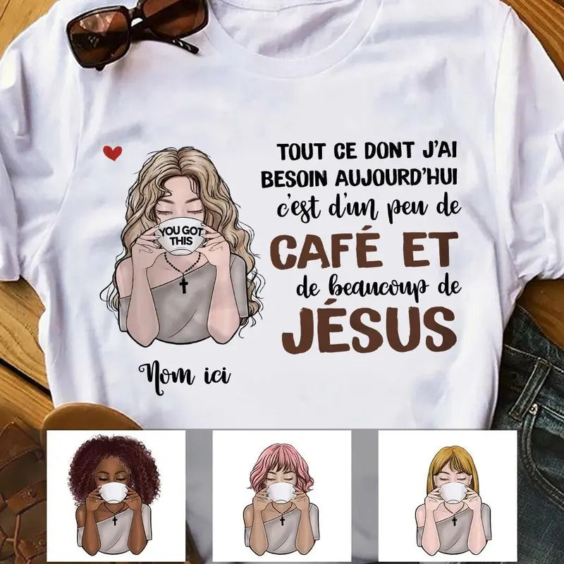 Personalized Coffee Jesus Girl French Café Jésus  T Shirt AP148 95O58 Hoodie, Sweatshirt | InkThreadWorks.com