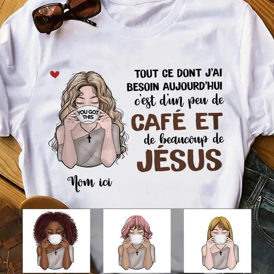 Personalized Coffee Jesus Girl French Café Jésus  T Shirt AP148 95O58 Hoodie, Sweatshirt | InkThreadWorks.com