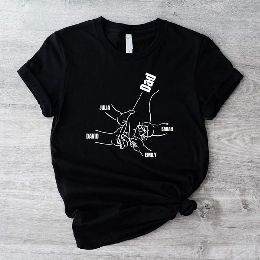 Personalized Dad Shirt, Father Hand Bump Custom Name Shirt, Father's Day Tee, Custom Daddy Tee, Father Birthday Gift...