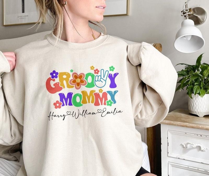 Personalized Groovy Mommy Shirt, Retro Shirt Best Price Hoodie, Sweatshirt | InkThreadWorks.com