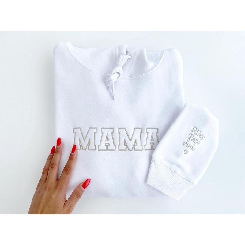 Personalized Mama Sweatshirt with Kid Names on Sleeve, mama hoodie with Childs name,  Mothers Day Gift, Birthday Gift for...