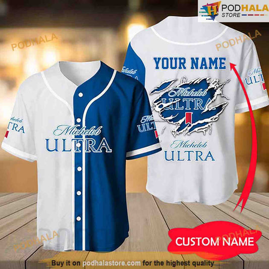 Personalized Name Basic Michelob Ultra 3D Baseball Jersey