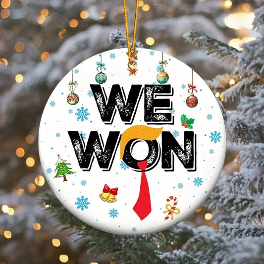 Personalized Trump Ceramic Christmas Ornament - WE WON - Congratulations on Trump's victory, Gift For Lover Trump, Trump...