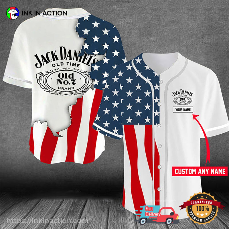 Personalized US Flag Jack Daniels Baseball Jersey