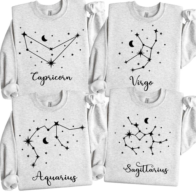 Personalized Zodiac Crewneck | Astrology Lovers Sweatshirt | Astrology Gift for Her |  Zodiac Energy Sweatshirt |...