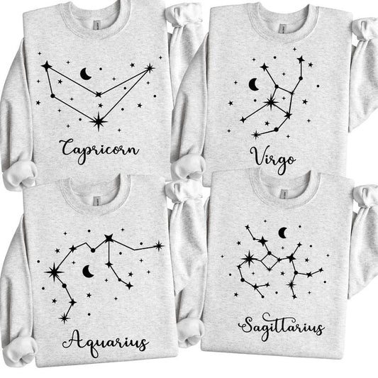 Personalized Zodiac Crewneck | Astrology Lovers Sweatshirt | Astrology Gift for Her |  Zodiac Energy Sweatshirt |...