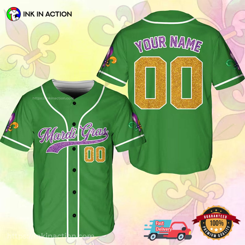 Personalized Carnival Mardi Gras Baseball Jersey No.2
