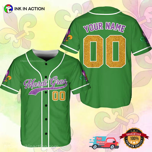 Personalized Carnival Mardi Gras Baseball Jersey No.2