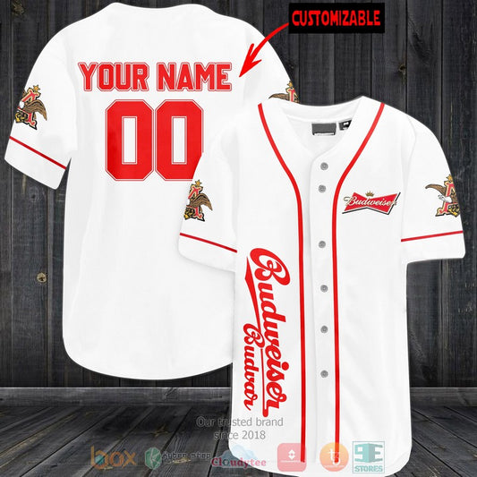 Personalized Budweiser Budvar custom white Baseball shirt