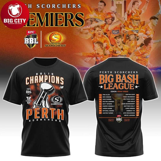 Perth Scorchers Big Bash League Championship Winner 2025 Two Sided Shirt