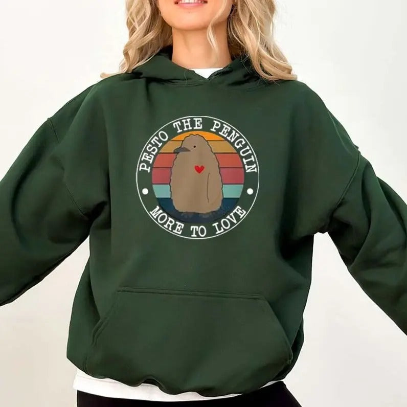 Pesto The Penguin More to Love Graphic Hoodie Casual Street Style Fleece Pullover Hooded Sweatshirt Tops Trendy For Women For Men, Perfect Gift