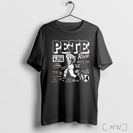 Pete Rose Cincinnati Reds Baseball Career Stats T Shirt