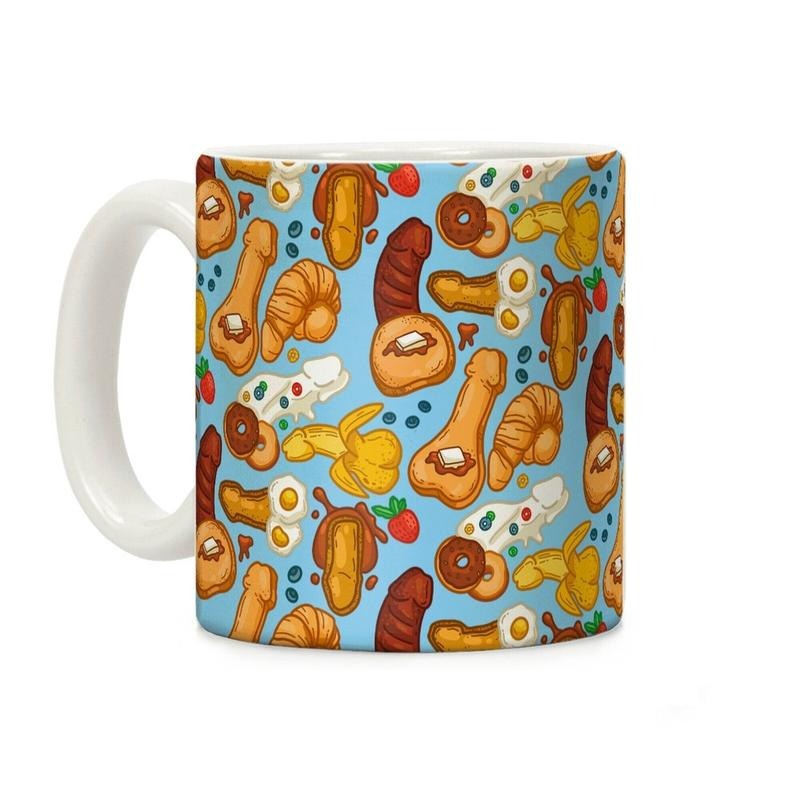 Phallic Breakfast Pattern Coffee Mug 11oz-15oz, funny Coffee Mug, Gift Ideas
