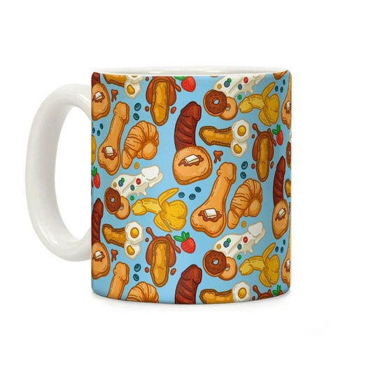 Phallic Breakfast Pattern Coffee Mug 11oz-15oz, funny Coffee Mug, Gift Ideas