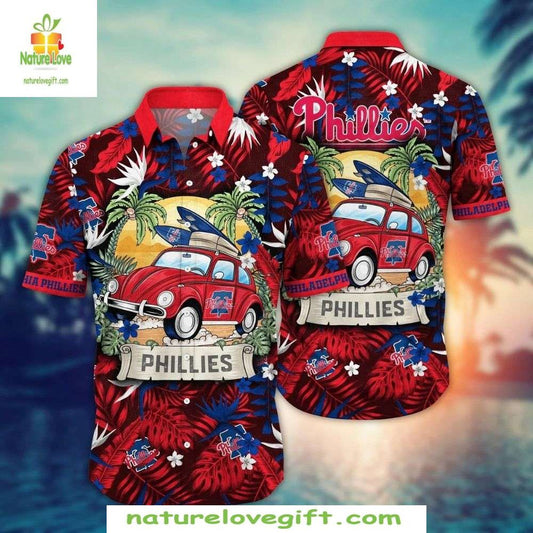 Philadelphia Phillies Hawaiian Shirt Vintage Beach Drive MLB Baseball Apparel