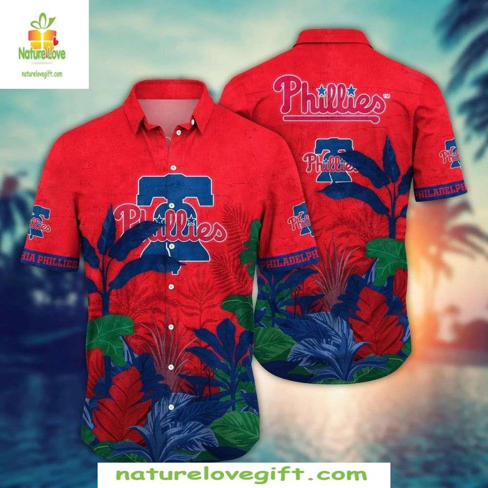 Philadelphia Phillies Hawaiian Shirt Red Paradise Floral MLB Baseball Apparel