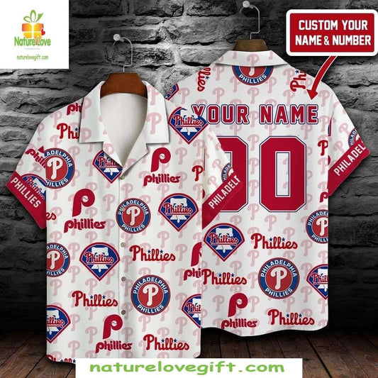 MLB Hawaiian Shirt Philadelphia Phillies Fan Red White Stylish Baseball Apparel