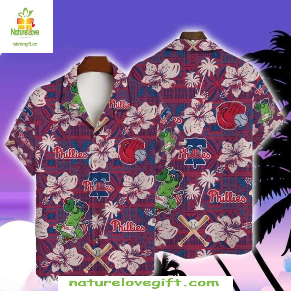 Philadelphia Phillies Hawaiian Shirt Baseball Hibiscus Print Fan Apparel
