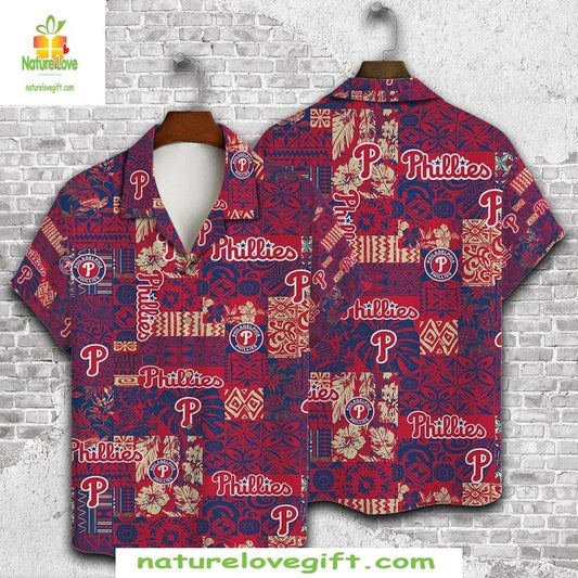 Philadelphia Phillies Hawaiian Shirt Tropical Tribal Mosaic MLB Baseball Apparel