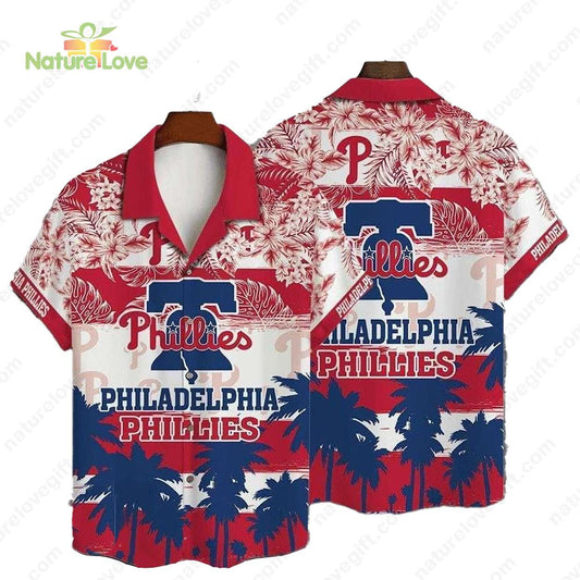 Philadelphia Phillies Tropical Hibiscus Palm MLB Hawaiian Shirt