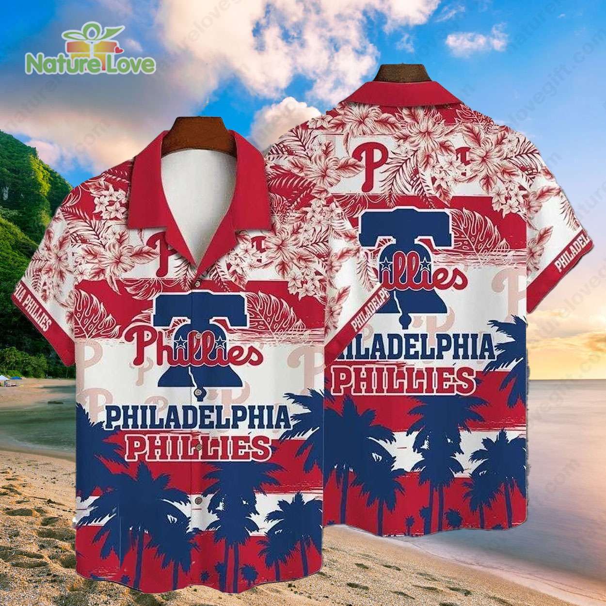 Philadelphia Phillies Tropical Hibiscus Palm MLB Hawaiian Shirt