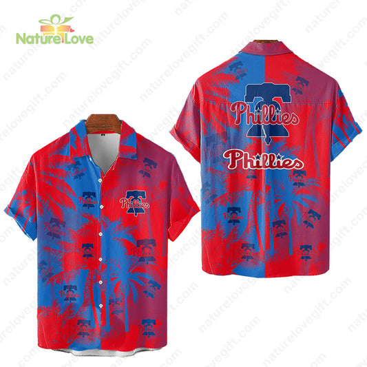 Philadelphia Phillies Tropical Palm Trees MLB Hawaiian Shirt