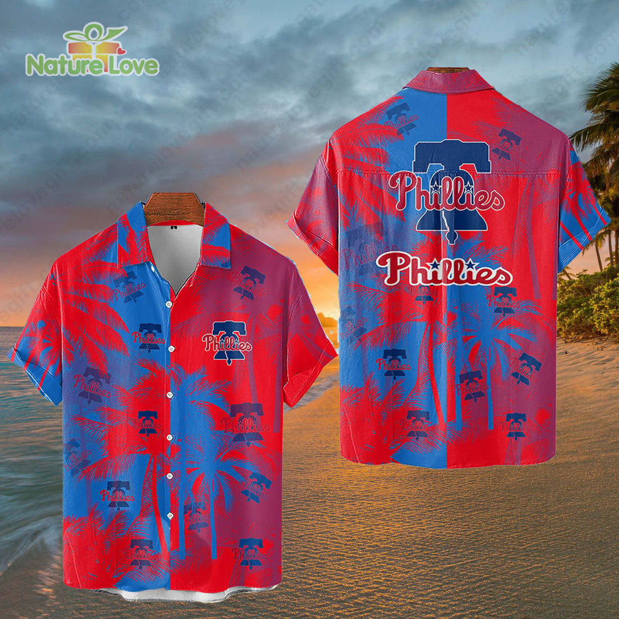 Philadelphia Phillies Tropical Palm Trees MLB Hawaiian Shirt