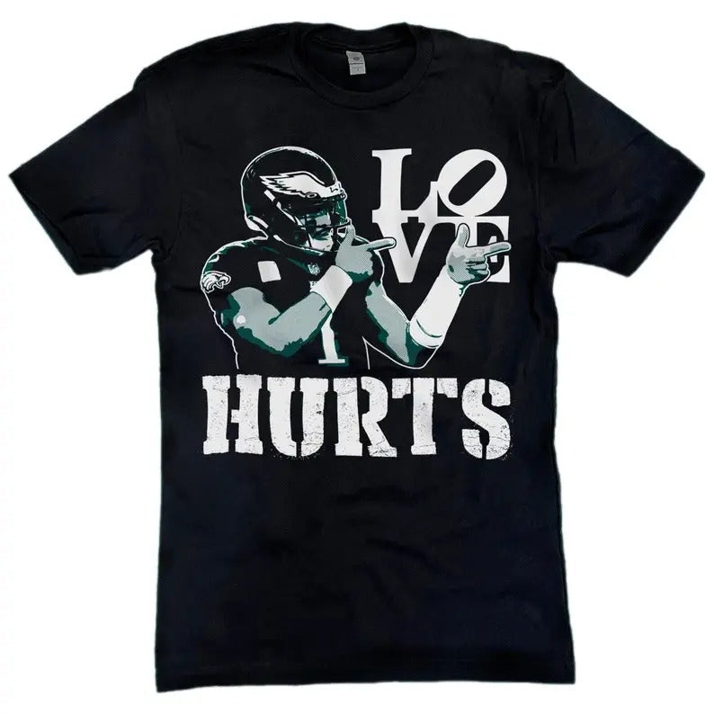 Philadelphia Shirt Jalen Hurts "Love Hurts" T-Shirt Funny Graphic Unisex Trendy Top Tee
