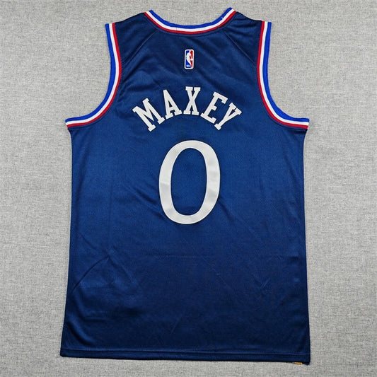 Philadelphia 76ers #0 Tyrese Maxey 26 76 0 Navy City Edition Style 1