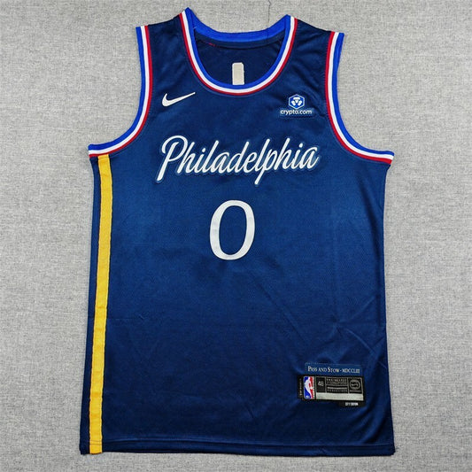 Philadelphia 76ers #0 Tyrese Maxey 26 76 0 Navy City Edition Style 2