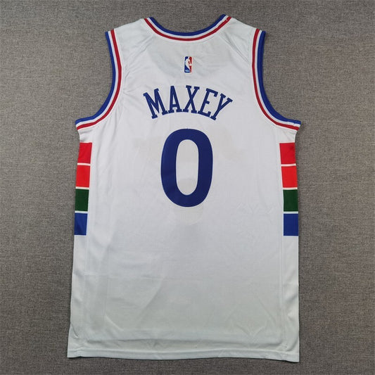 Philadelphia 76ers #0 Tyrese Maxey 76 0 White City Edition s-xxl Style 1