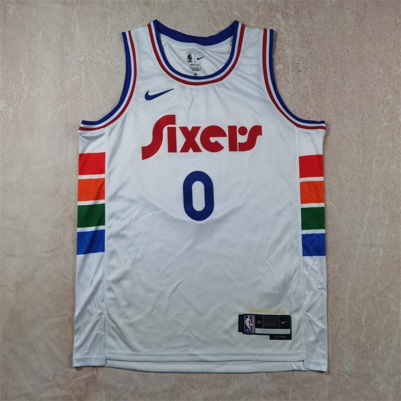 Philadelphia 76ers #0 Tyrese Maxey Hot Press 76 Style 2