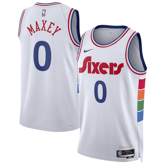 Philadelphia 76ers #0 Tyrese Maxey Unisex 202425 Swingman Player Jersey - City Edition - White