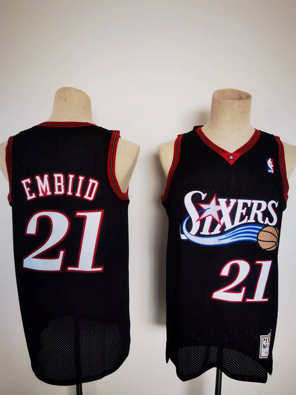 Philadelphia 76ers #21 Embiid throwback jersey black