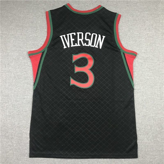 Philadelphia 76ers #3 Allen Iverson 76 3 Plaid Retro Black Style 3