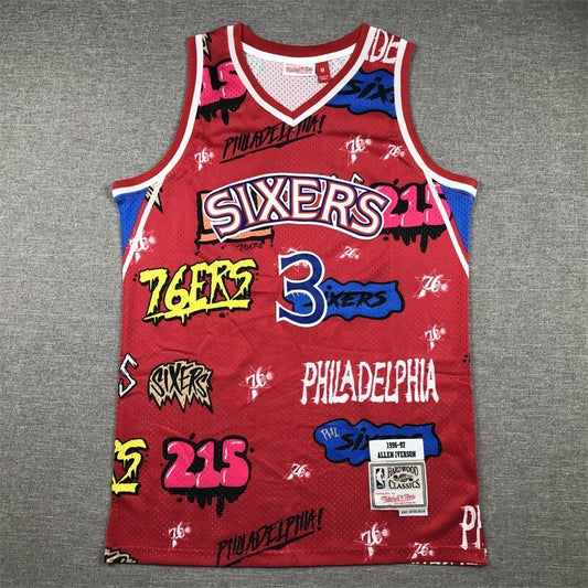 Philadelphia 76ers #3 Allen Iverson 76 3 Red s-xxl Style 2
