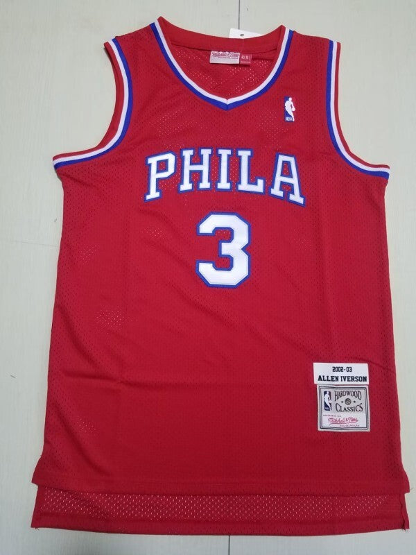 Philadelphia 76ers #3 Allen Iverson 76 3 Retro Red s-xxl Style 2