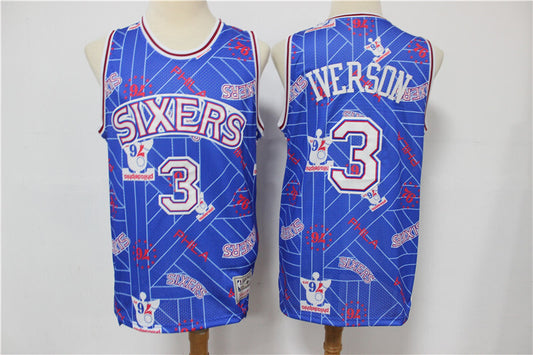 Philadelphia 76ers #3 Allen Iverson 76 3 # Blue Edition Limited Retro Jersey --hwc jersey tear up pack Swingman Jersey