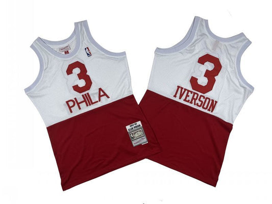 Philadelphia 76ers #3 Allen Iverson 76 3 # White Red 03-04 Season Mitchell Retro Mesh Jersey -- Allen . Iverson Style 2
