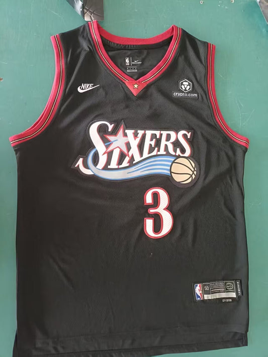 Philadelphia 76ers #3 Allen Iverson Black 2025 Classic 76 3 City Edition Style 2