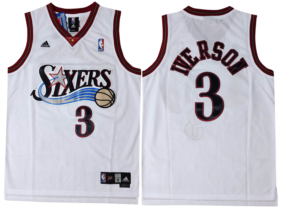 Philadelphia 76ers #3 Allen Iverson Phillies 76 Team Iverson IVERSON White Premium Mesh Style 2