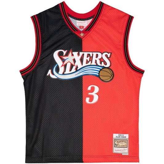 Philadelphia 76ers #3 Allen Iverson m&n jersey splite Style 2