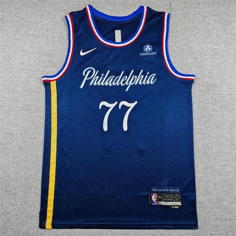 Philadelphia 76ers #77 V. J. Edgecombe 26 76 77 Navy City Edition Style 2