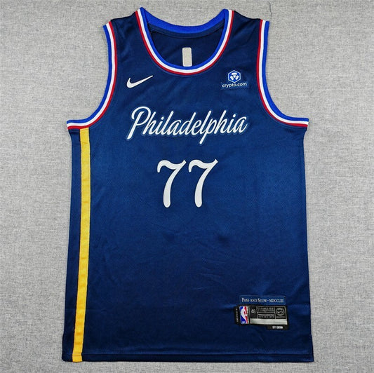 Philadelphia 76ers #77 V. J. Edgecombe 26 76 77 Navy City Edition Style 6