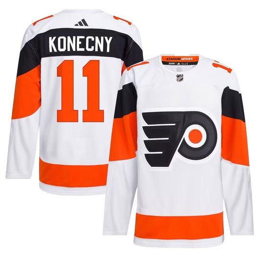 Philadelphia Flyers #11 Travis Konecny 2024 NHL Stadium Series Primegreen Authentic Player Jersey – White Style 1