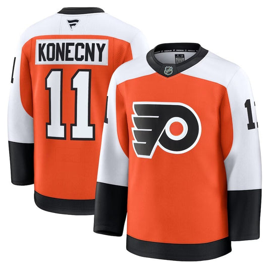 Philadelphia Flyers #11 Travis Konecny Home Premium Jersey - Burnt Orange