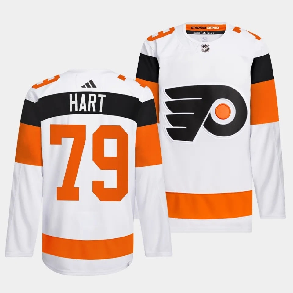 Philadelphia Flyers #79 Carter Hart 2024 NHL Stadium Series White Jersey