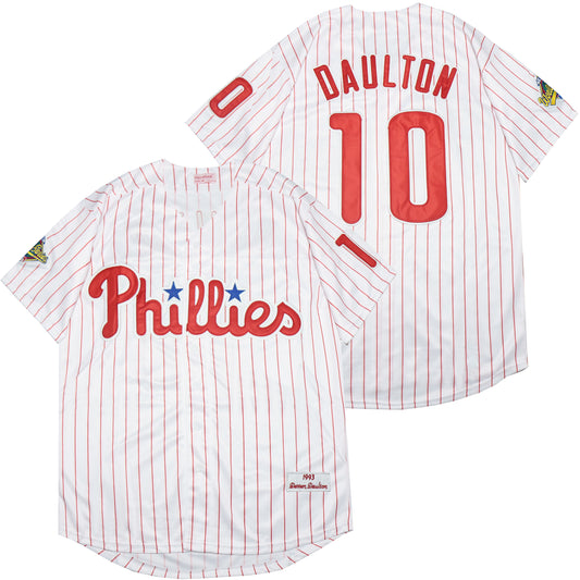 Philadelphia Phillies #10 Darren Daulton Phillies 10 White Red 1993 Retro